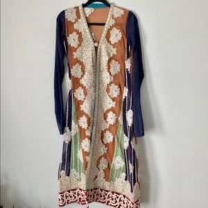 Pakistani Indian Open Jacket Style Dress Size S/M